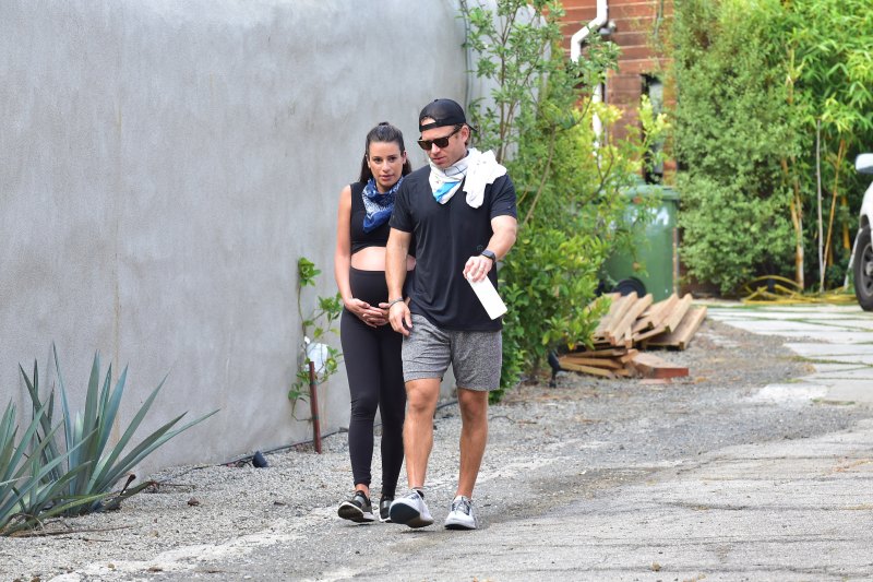 Lea Michele Cradles Baby Bump on Walk With Zandy Reich