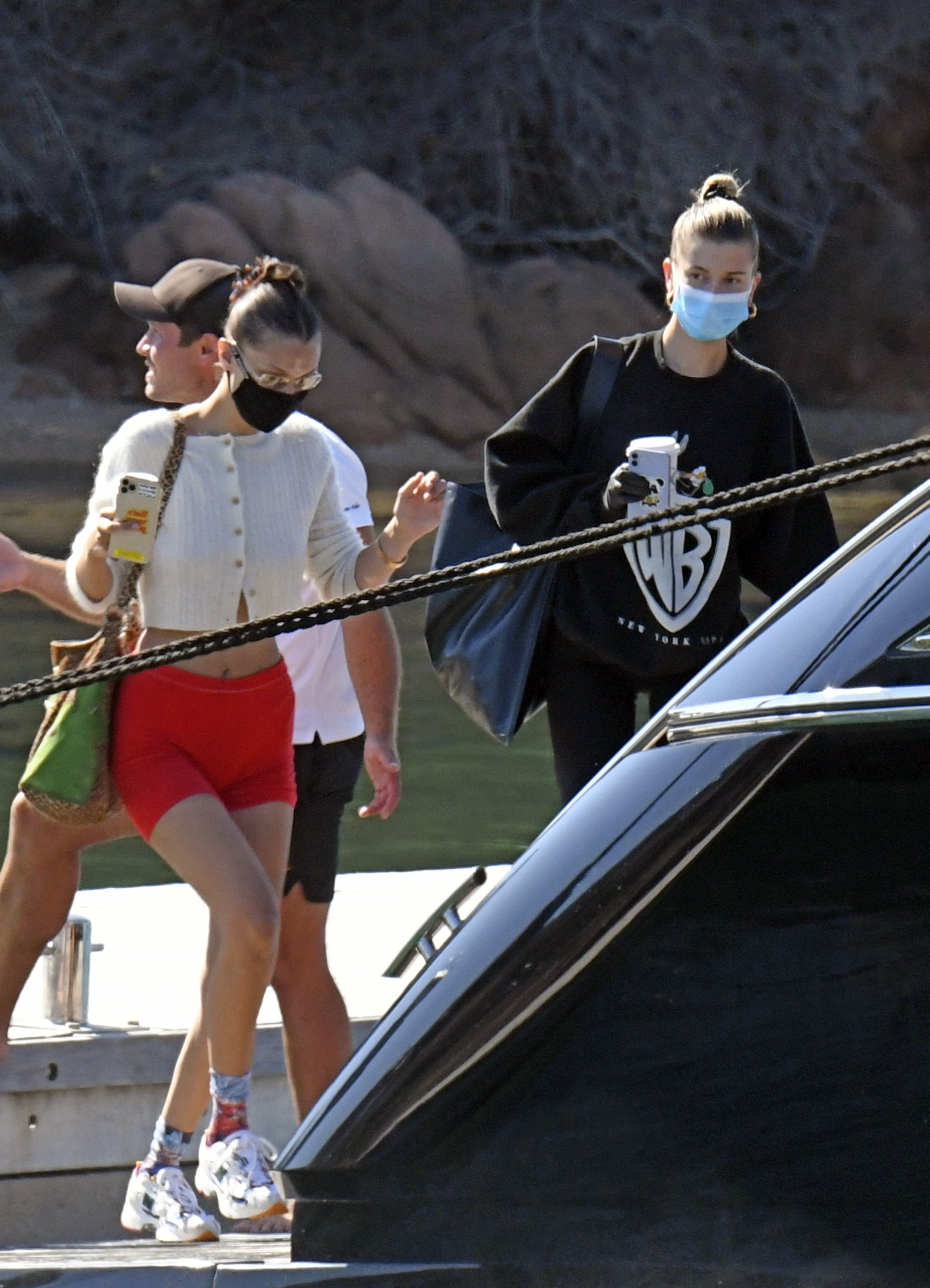 Hailey Baldwin Bieber and Bella Hadid Step on a Yacht in Sardinia