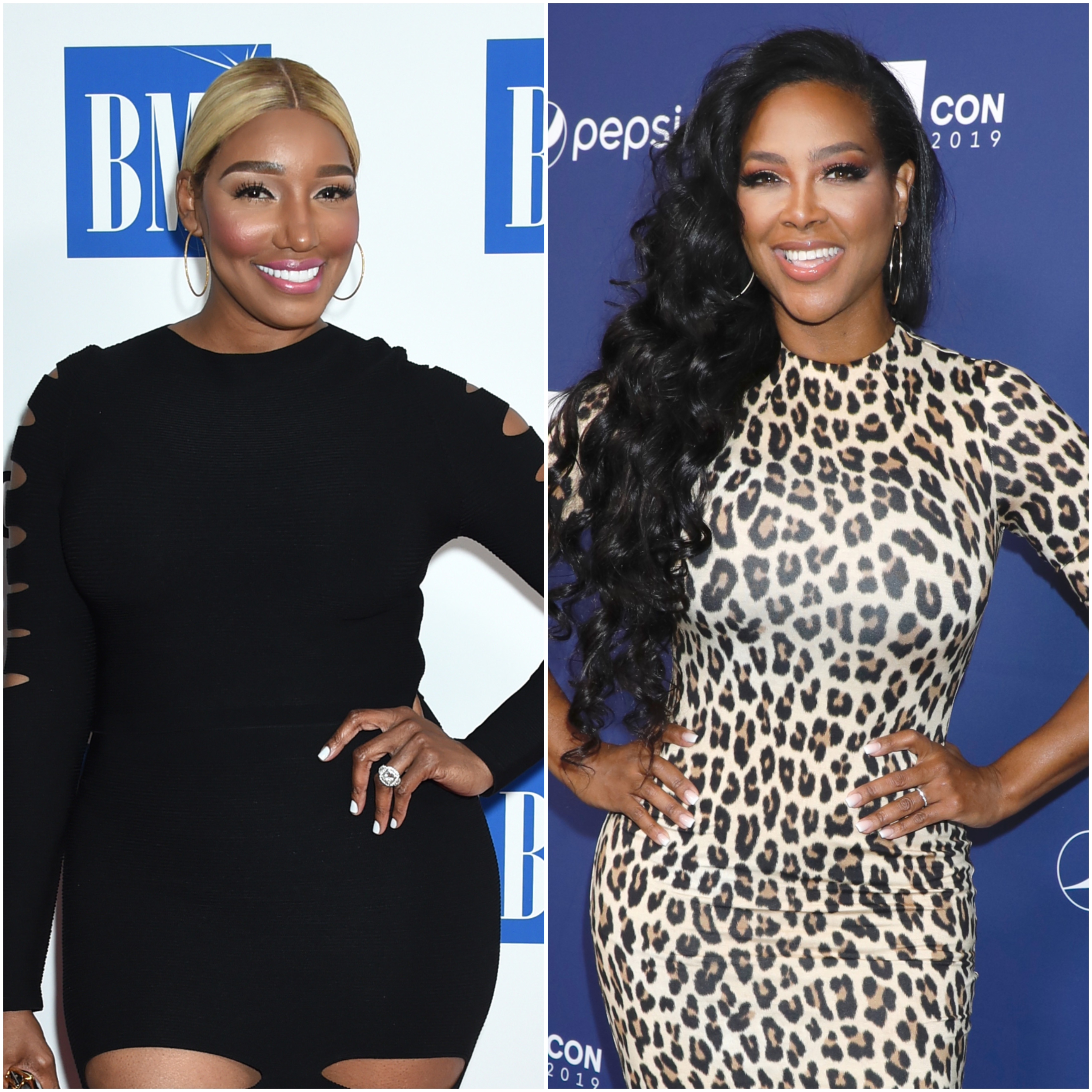 Nene Leakes Wears Black Longsleeved Dress Kenya Moore Smiles in Leopard Print Dress