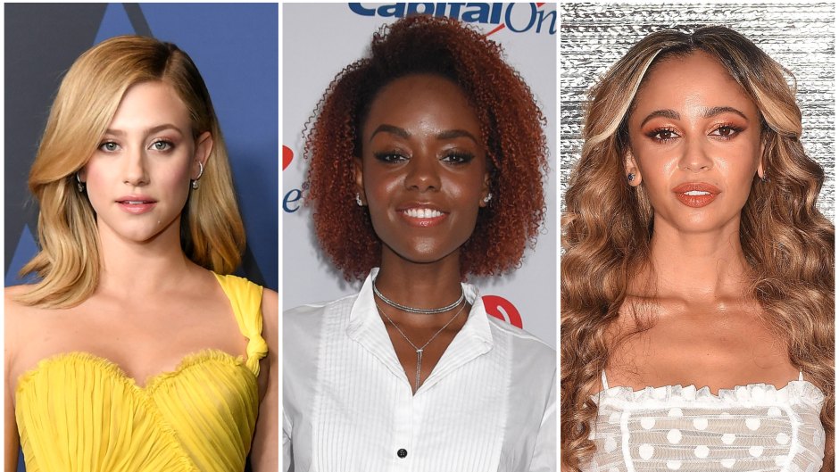 Riverdale's Lili Reinhart Wears Yellow One Shoulder Gown Ashleigh Murray Smiles in White Crop Top and Jeans Vanessa Morgan Wears Two Piece White Lace Dress
