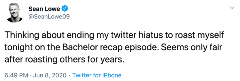 Sean Lowe Bachelor Tweets During Season 17 Reair With Catherine Giudici 8