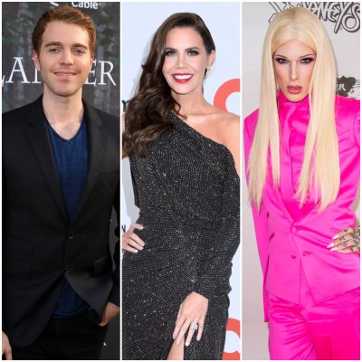 YouTuber Shane Dawson Blue Suit on Red Carpet Tati Westbook Black Gown Jeffree Star Pink Suit