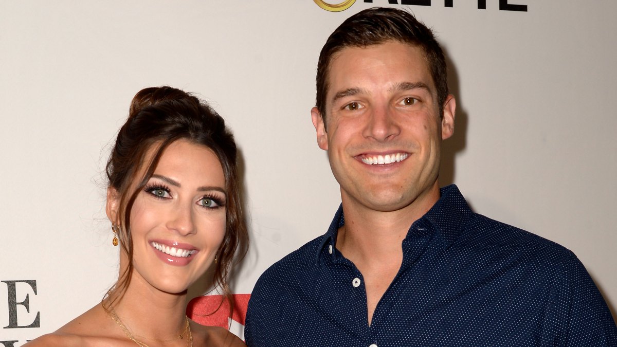 Bachelorette Becca Kufrin Wears Purple Strapless Romper With Fiance Garrett Yrigoyen