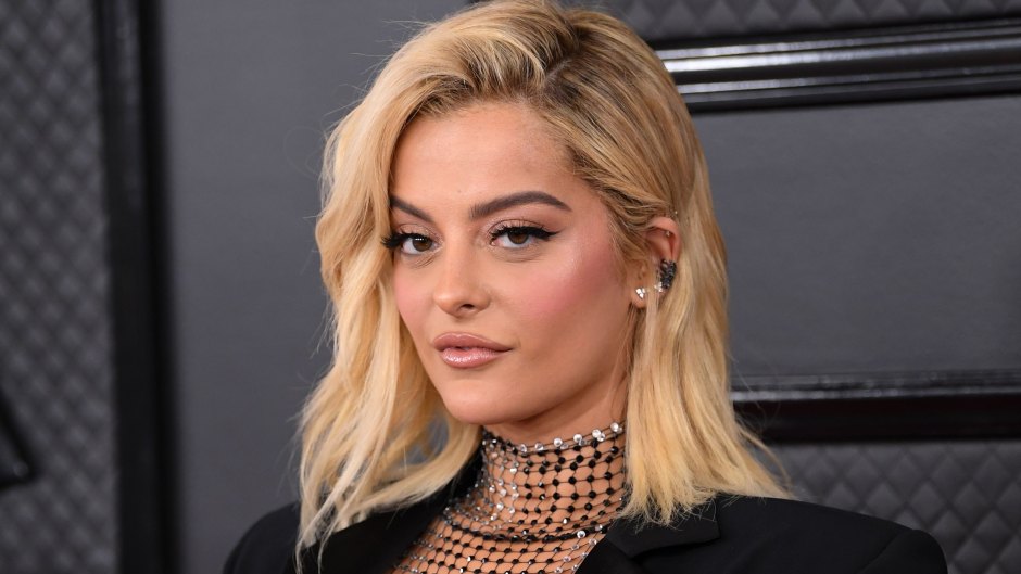 Bebe Rexha Wears Black Tux and Sequined See Through Shirt