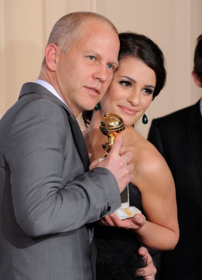 Ryan Murphy and Lea Michele Hug While Holding Emmy