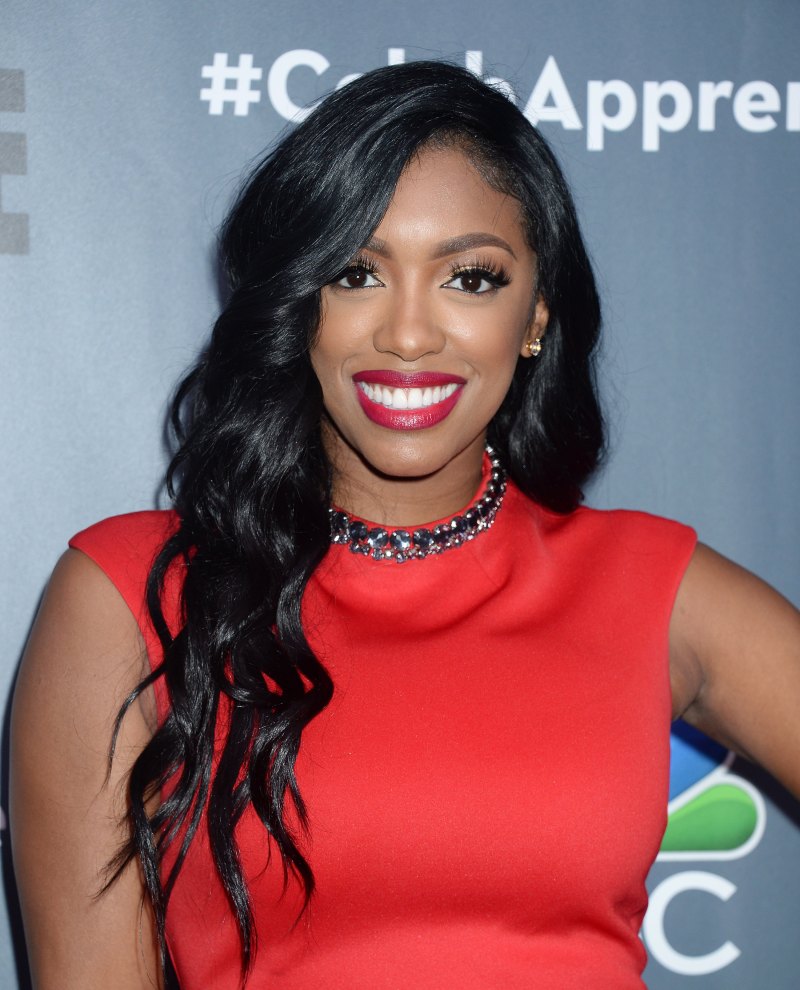 Porsha Williams Wears Red Lipstick and Red Dress