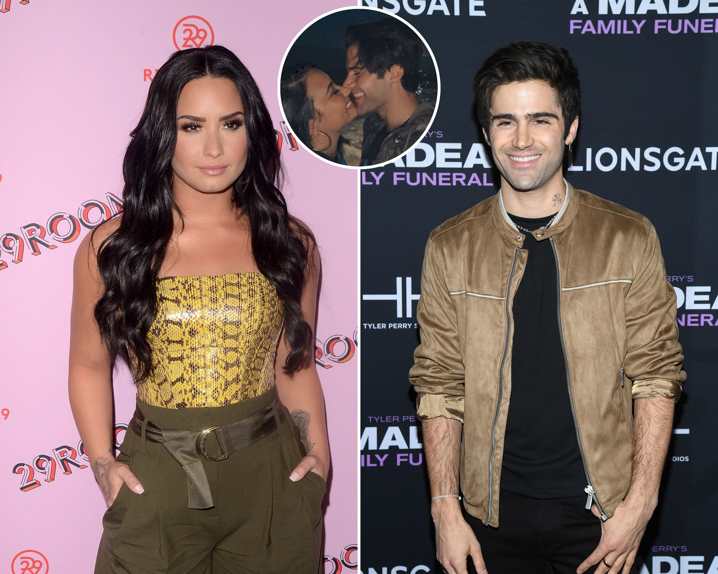 Inset Photo of Demi Lovato and Max Ehrich Over Side-by-Side Photos of Demi Lovato and Max Ehrich