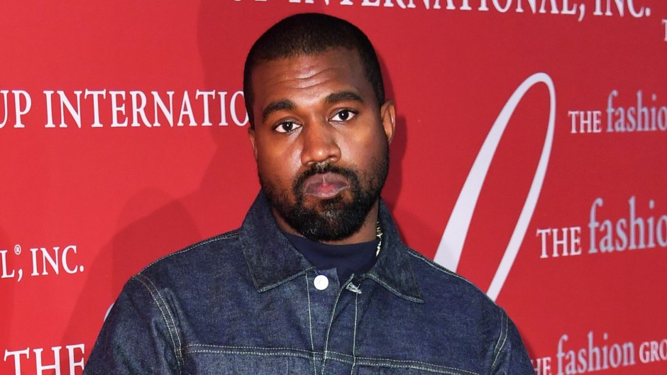 Kanye West Wearing Blue Shirt on Red Carpet