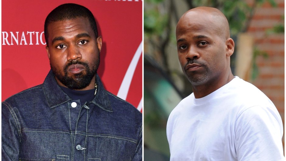 Kanye West in denim OUtfit and Damon Dash in White Tshirt