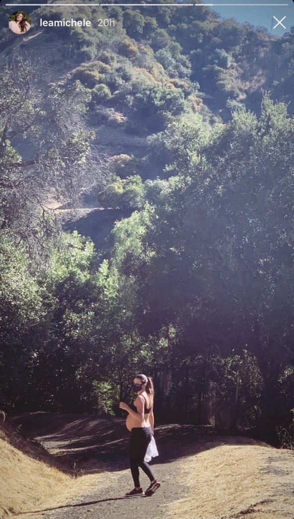 lea-michele-baby-bump-hike-ig-story