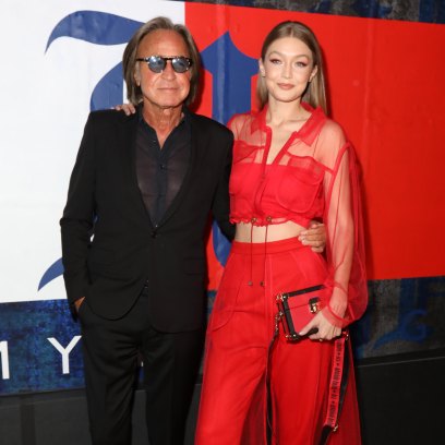 Gigi Hadid Wears Red Two Piece Outfit With Dad Mohamed Hadid