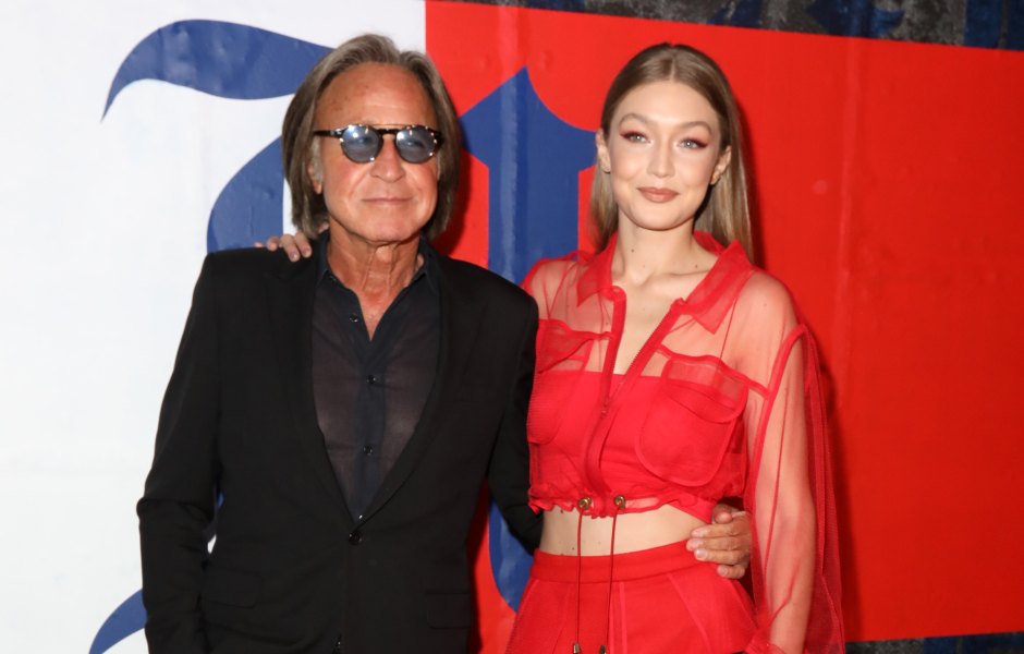 Gigi Hadid Wears Red Two Piece Outfit With Dad Mohamed Hadid