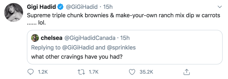 Gigi Hadid Pregnancy Cravings