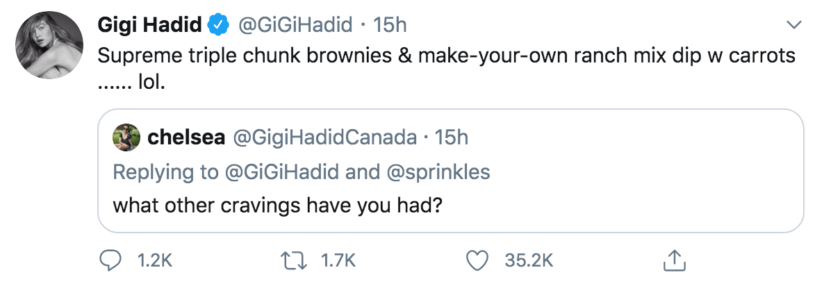 Gigi Hadid Pregnancy Cravings