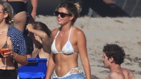 Candid Topless Beach Group - Sofia Richie Flaunts Bikini Body During Beach Day With Friends