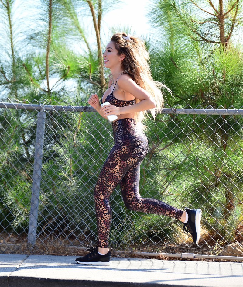 Farrah Abraham enjoys an evening jog with her daughter Sophia