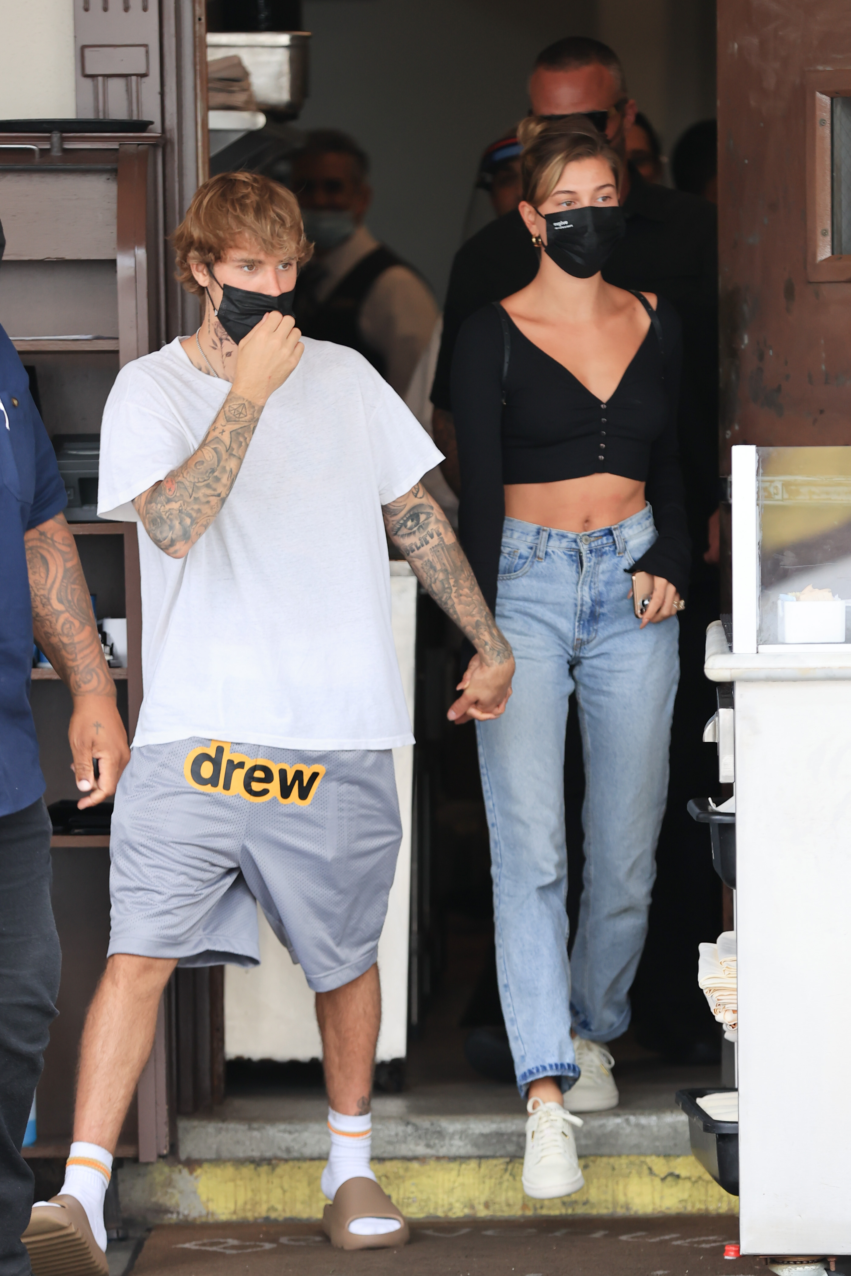 Justin Bieber Flaunts His New Neck Tattoo While Stepping Out to Lunch With Wife Hailey Baldwin in Beverly Hills