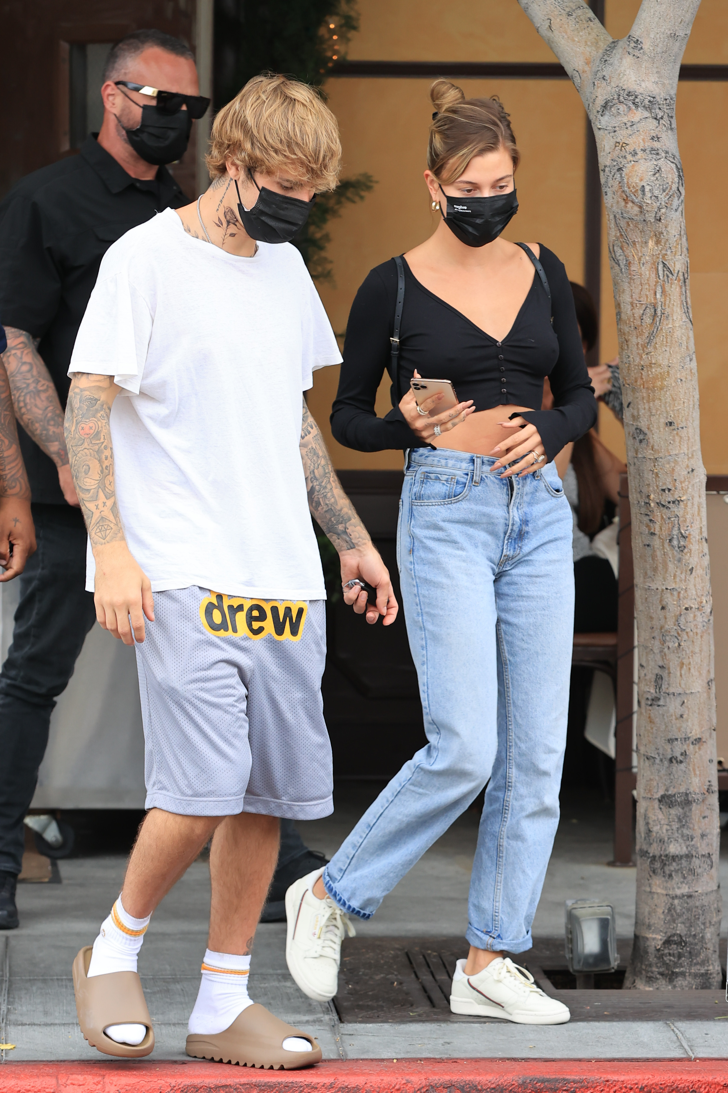 Justin Bieber Flaunts His New Neck Tattoo While Stepping Out to Lunch With Wife Hailey Baldwin in Beverly Hills