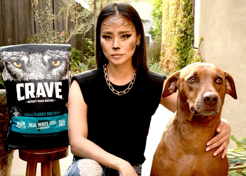 Jamie Chung Wearing Halloween Makeup With Her Dog Ewok