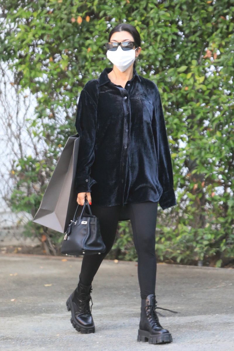 A Cool Mom! Kourtney Kardashian Looks Edgy in an All-Black Outfit With Chunky Boots