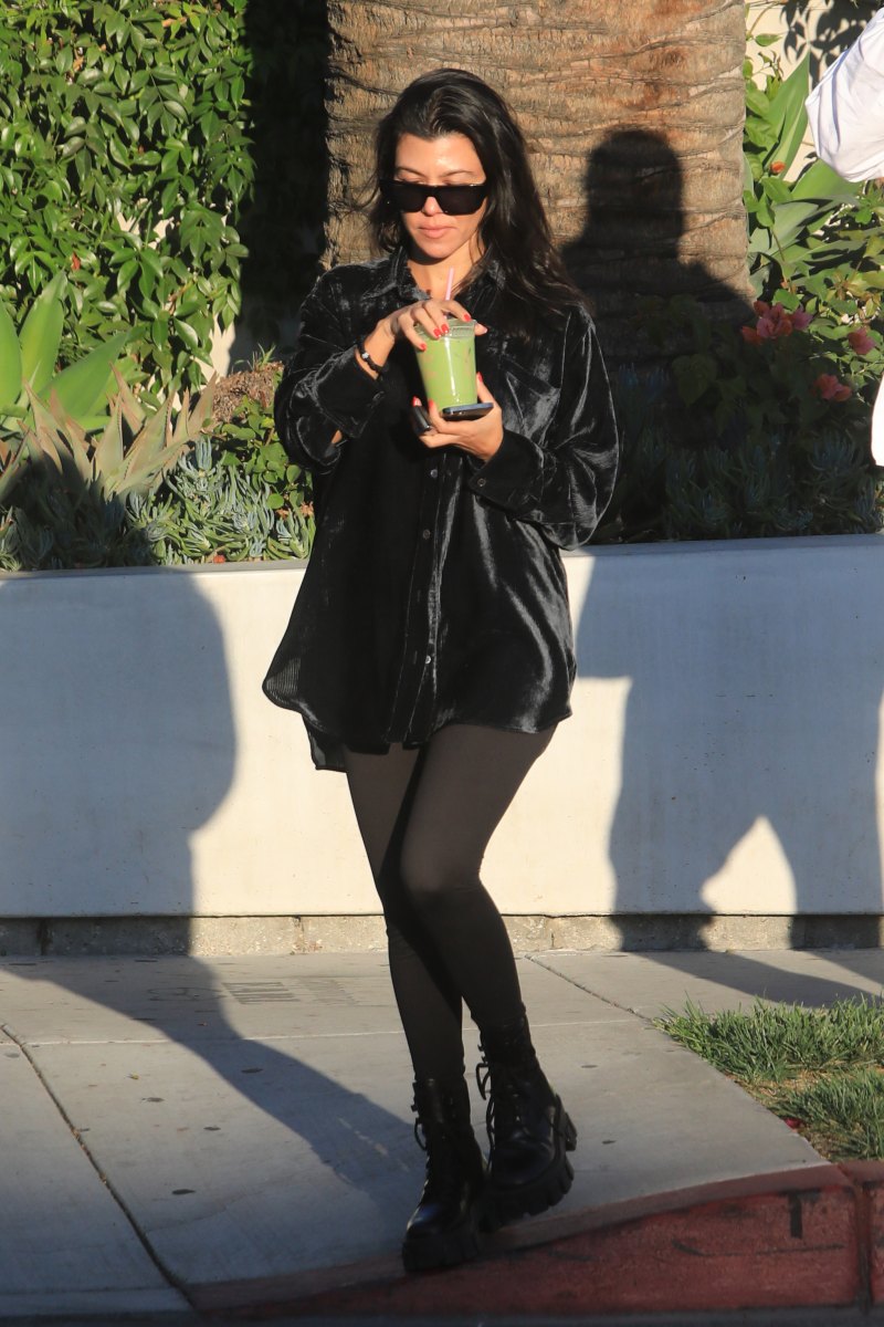 A Cool Mom! Kourtney Kardashian Looks Edgy in an All-Black Outfit With Chunky Boots