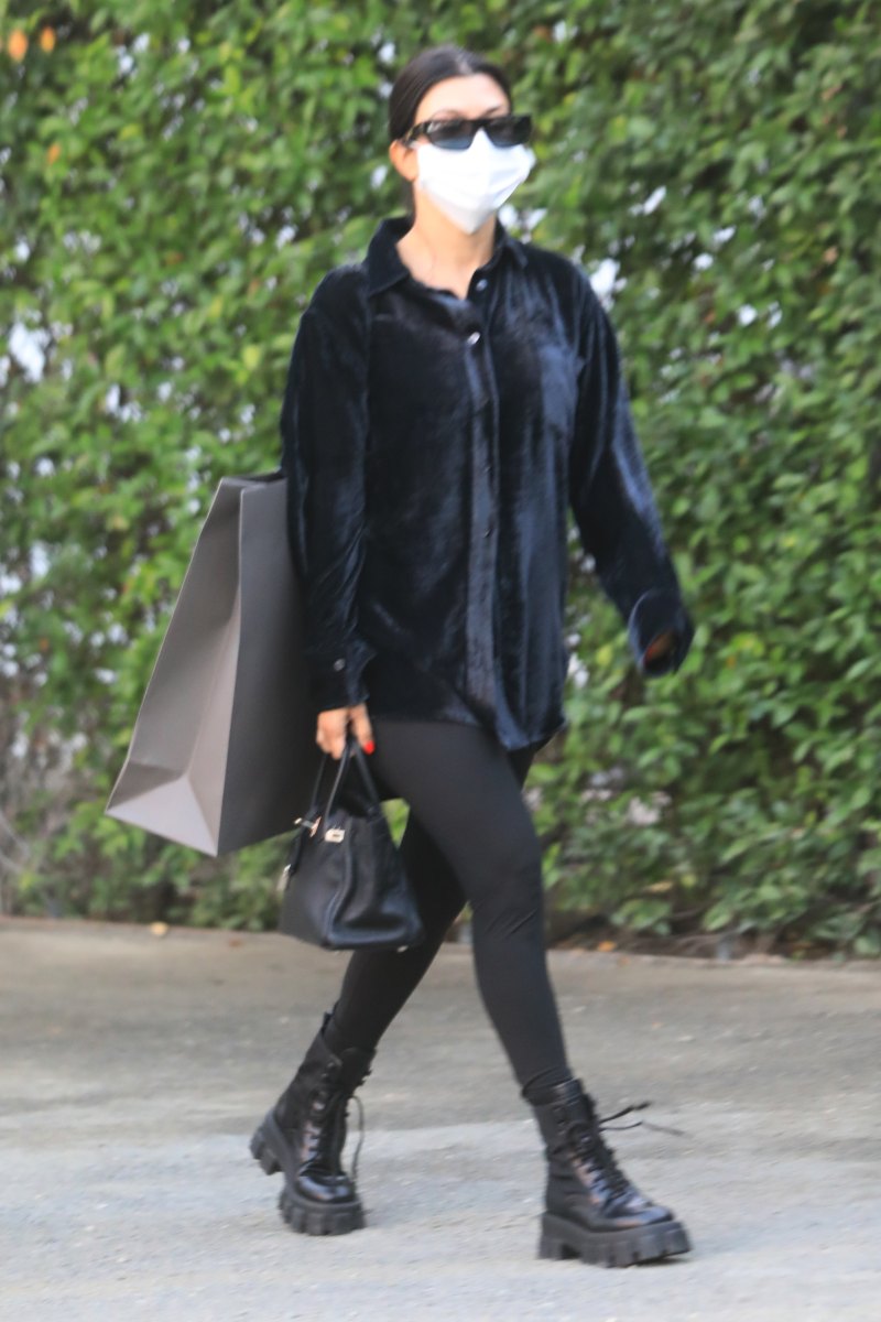 A Cool Mom! Kourtney Kardashian Looks Edgy in an All-Black Outfit With Chunky Boots