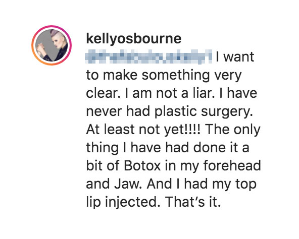 Kelly Osbourne Responds to Plastic Surgery Rumors