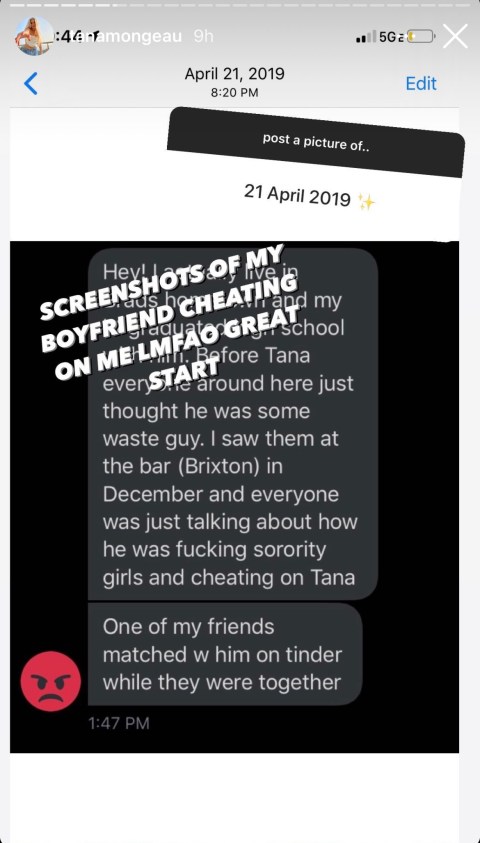 Tana Mongeau Exposes Texts About Brad Sousa S Cheating Scandal