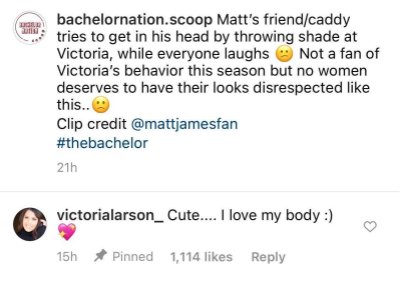Victoria Reacts to Body-Shaming Comments From Matt James' Friend