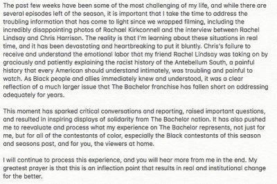 Matt James Statement About Rachael Kirkconnell Chris Harrison Scandal