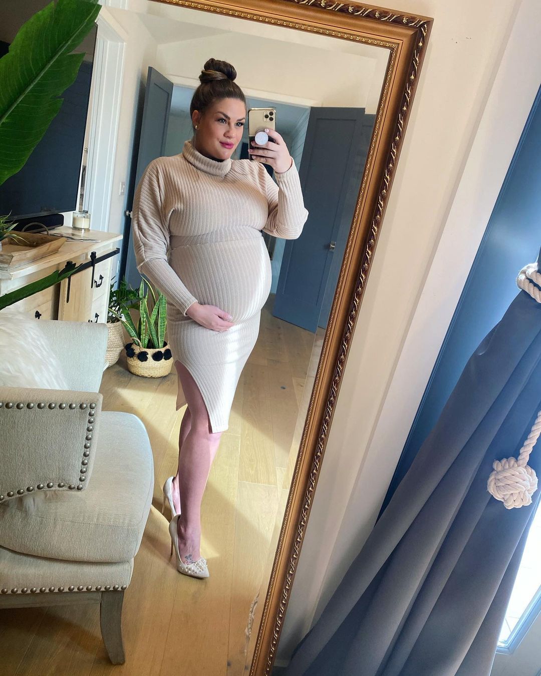 brittany-cartwright-baby-bump-turtleneck-dress
