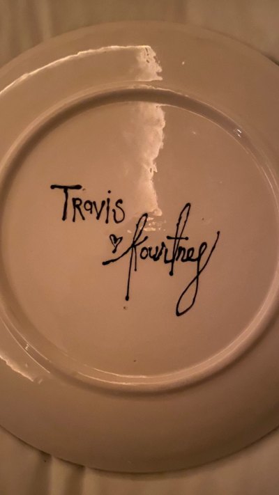 Kourtney Kardashian's Boyfriend Travis Barker Shows Off Custom Dinnerware With Their Names on It