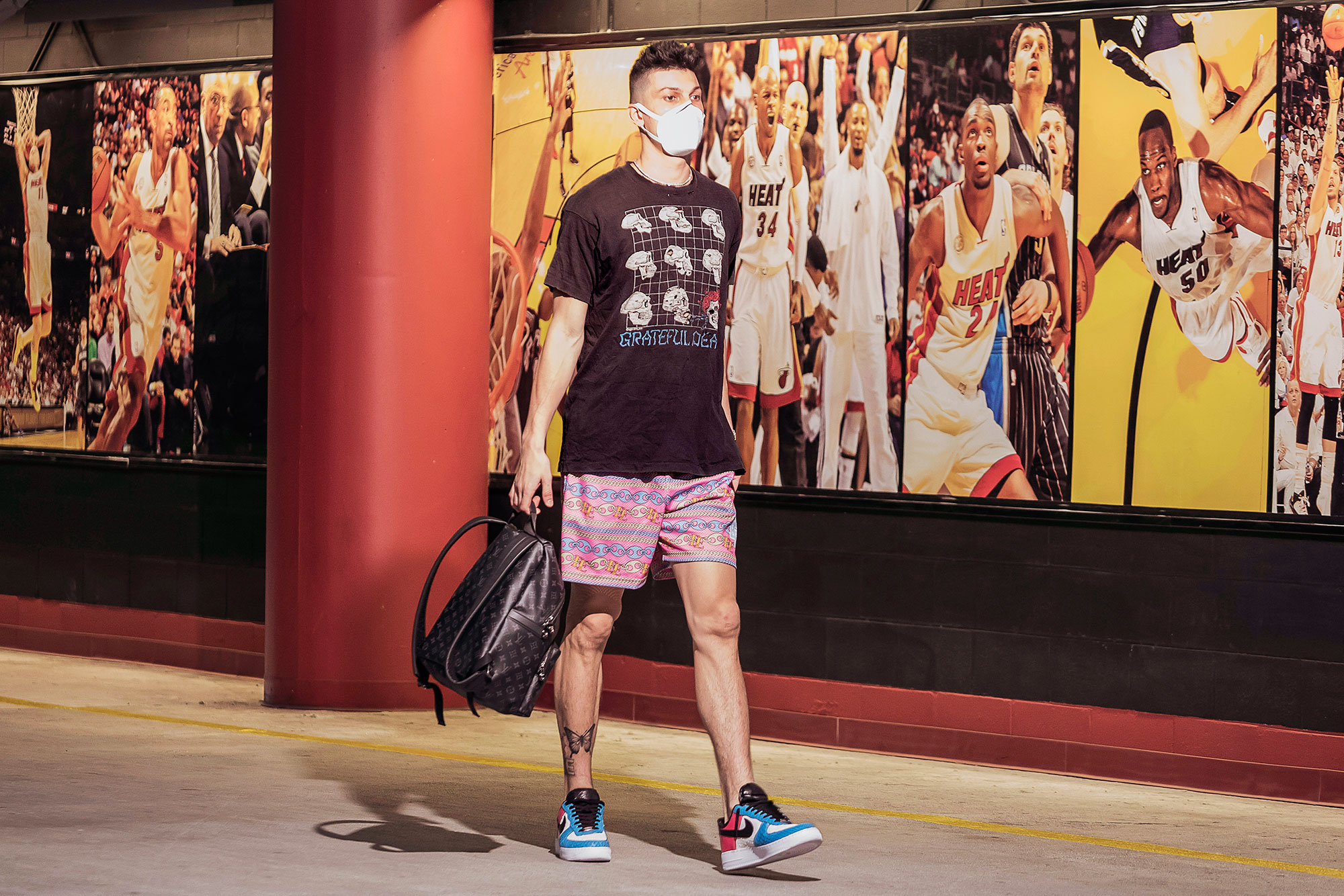 Tyler Herro Wearing customized Air Force 1s
