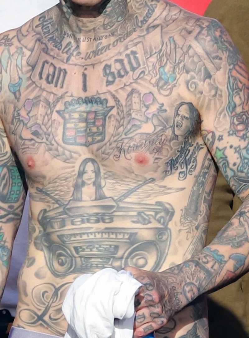 Travis Barker Gets Kourtney Kardashian Tattoo on Chest: Photos 4
