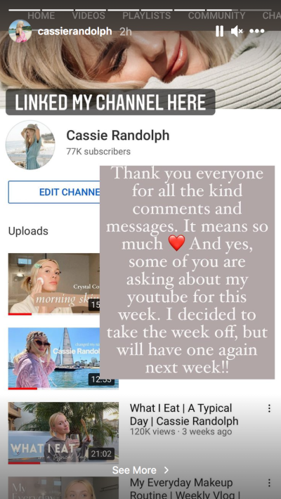 Cassie Randolph Statement