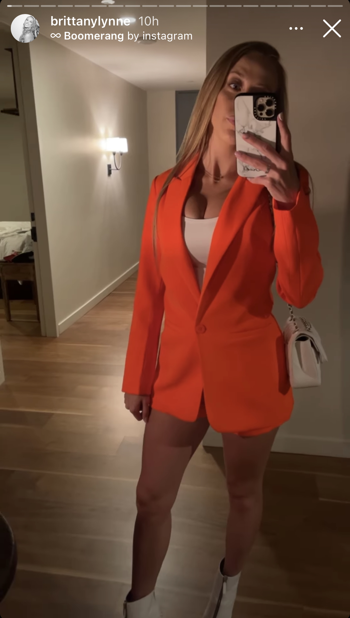 brittany-matthews-sexy-orange-blazer-wedding-dress-try-on-trip