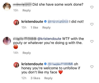 Pump Rules Alum Kristen Doute Claps Back Trolls Plastic Surgery Work Done Her Face