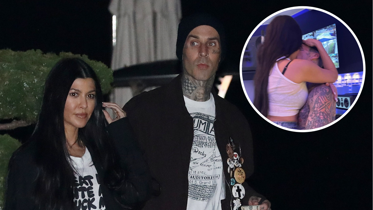 Kourtney Kardashian, Travis Barker Make Out in Studio: Photos