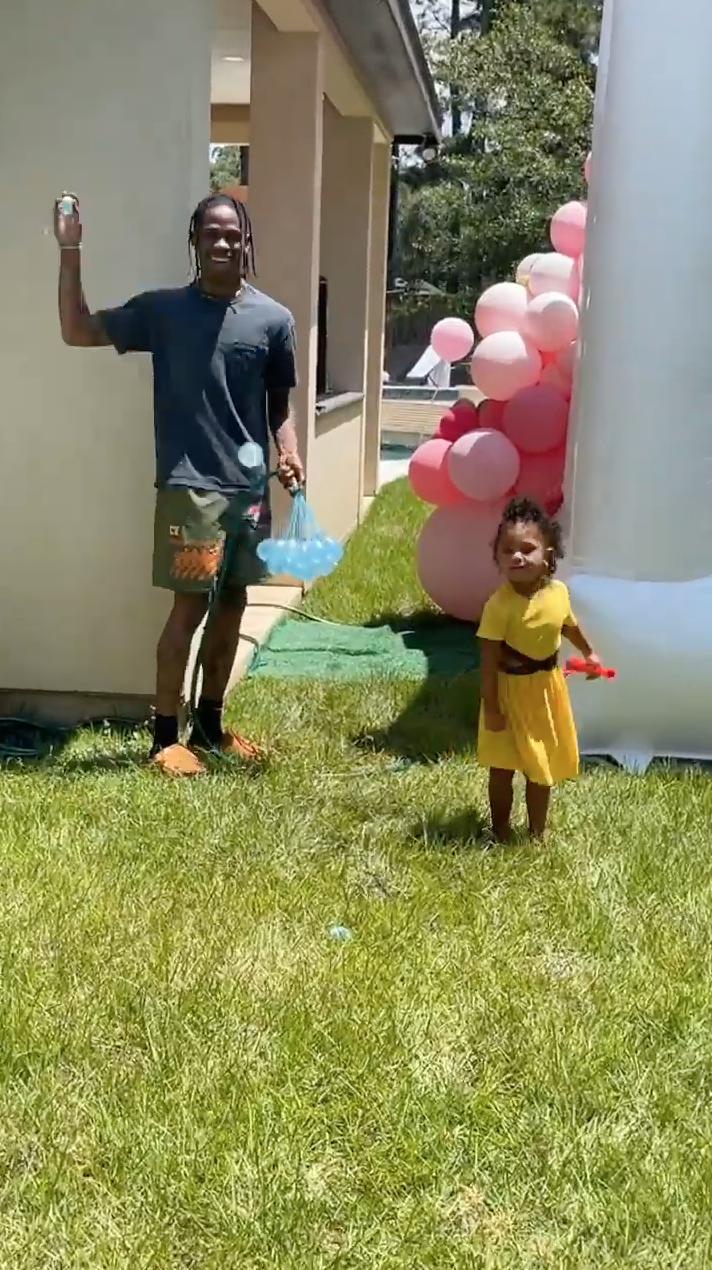 Family Fun! Kylie Jenner and Travis Scott Have a Water Balloon Fight With Daughter Stormi Webster