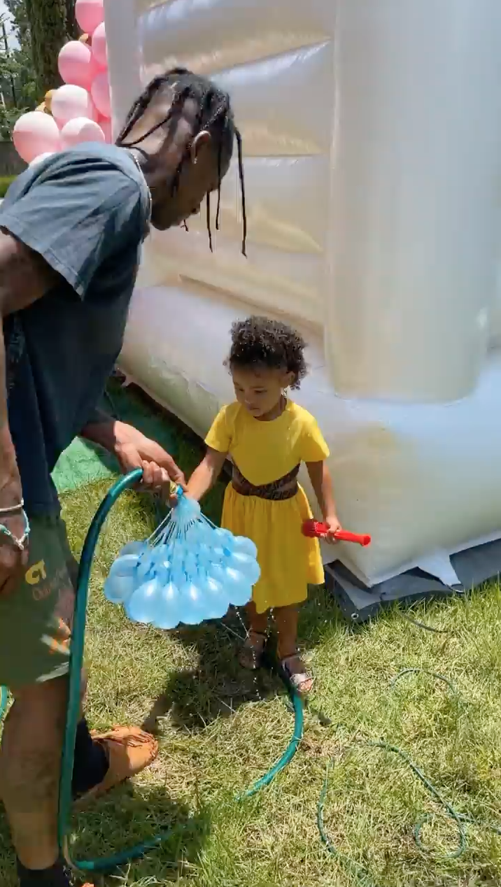 Family Fun! Kylie Jenner and Travis Scott Have a Water Balloon Fight With Daughter Stormi Webster