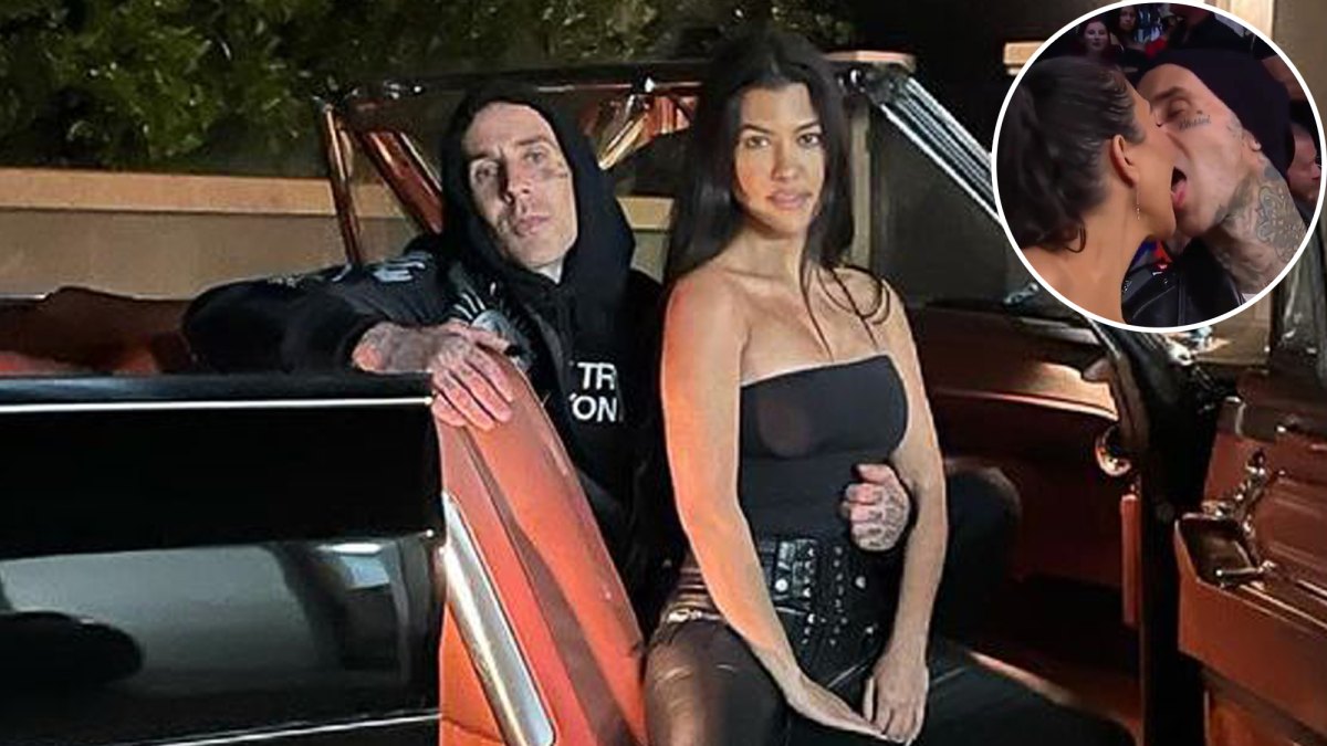 Kourtney Kardashian and Boyfriend Travis Barker Tongue-Kiss for Cameras During UFC Date Night in Vegas