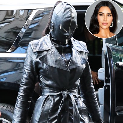 Kim Kardashian Stuns in Head-to-Toe Leather and a Full-Face Mask Arriving in NYC