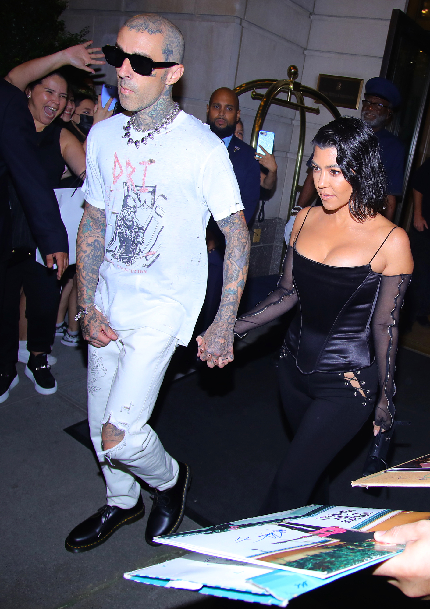 Kourtney and Travis Enjoy Romantic Dinner Date at Carbone After Arriving in NYC