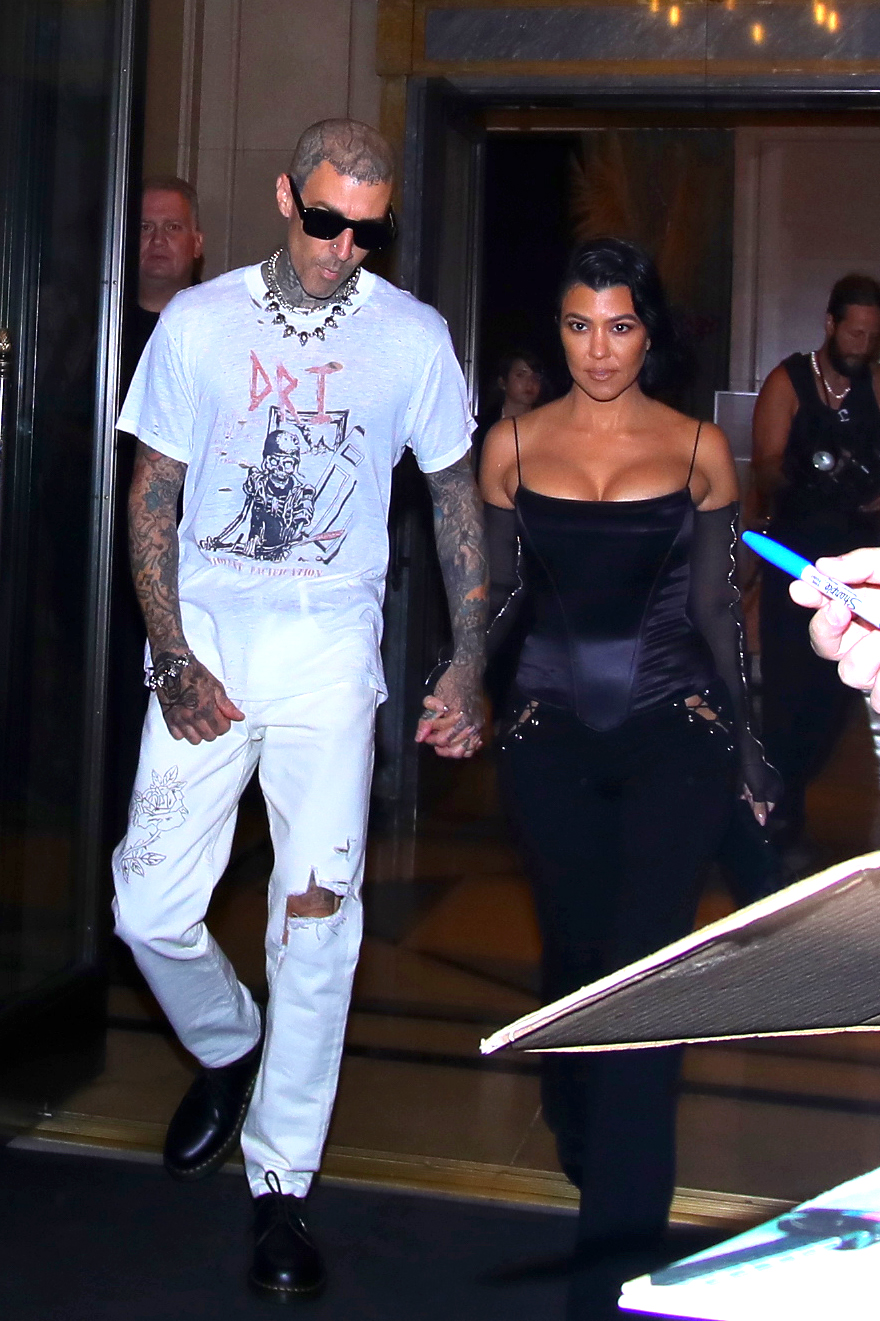Kourtney and Travis Enjoy Romantic Dinner Date at Carbone After Arriving in NYC