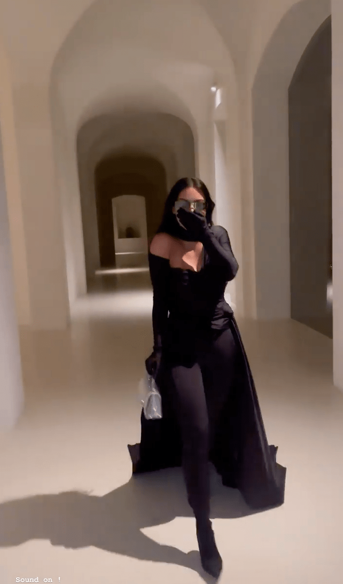 Kim Kardashian Wears Custom Balenciaga Outfit With a Cape