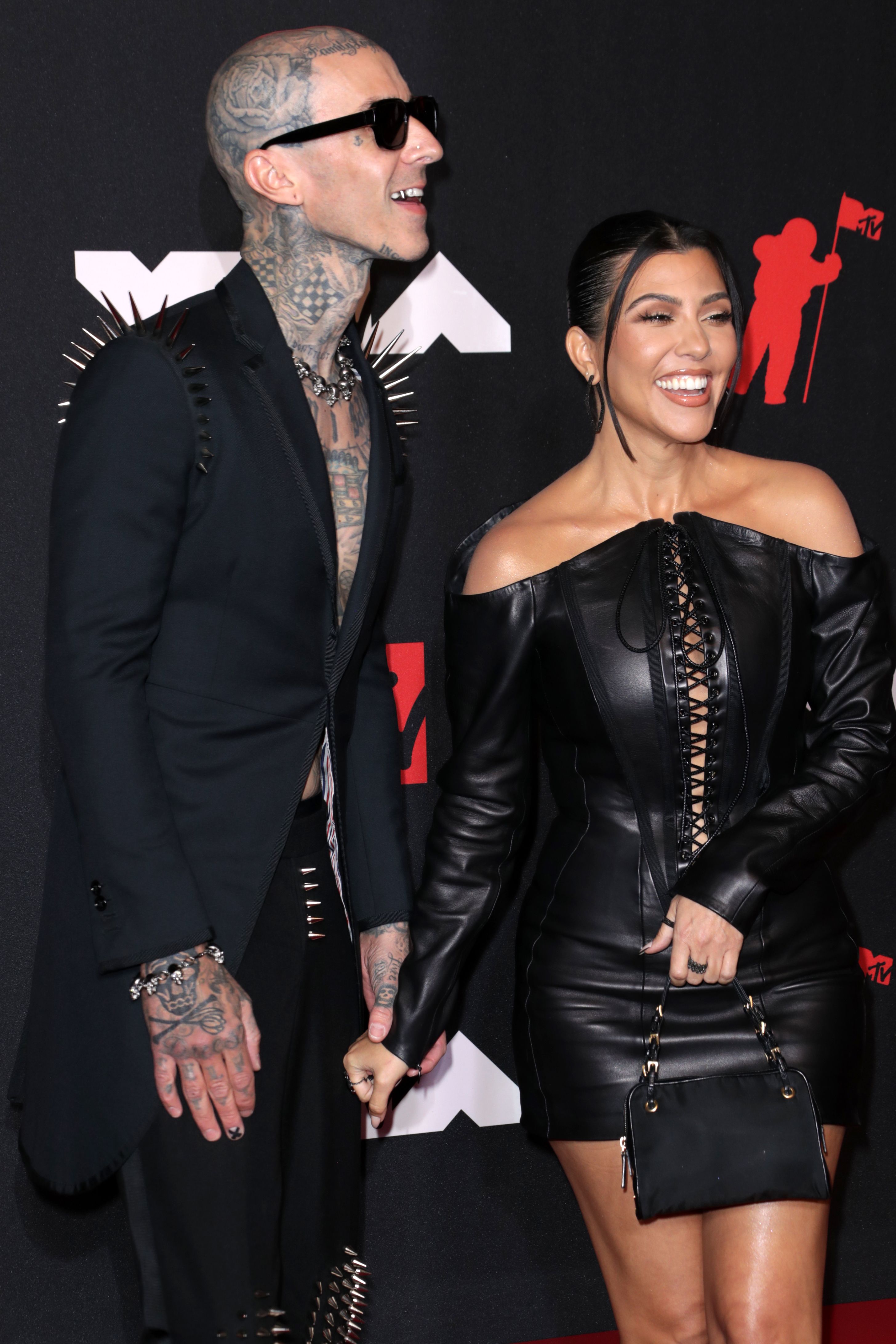 Kourtney Kardashian Travis Barker MTV VMAs 2021 Red Carpet Photos 3