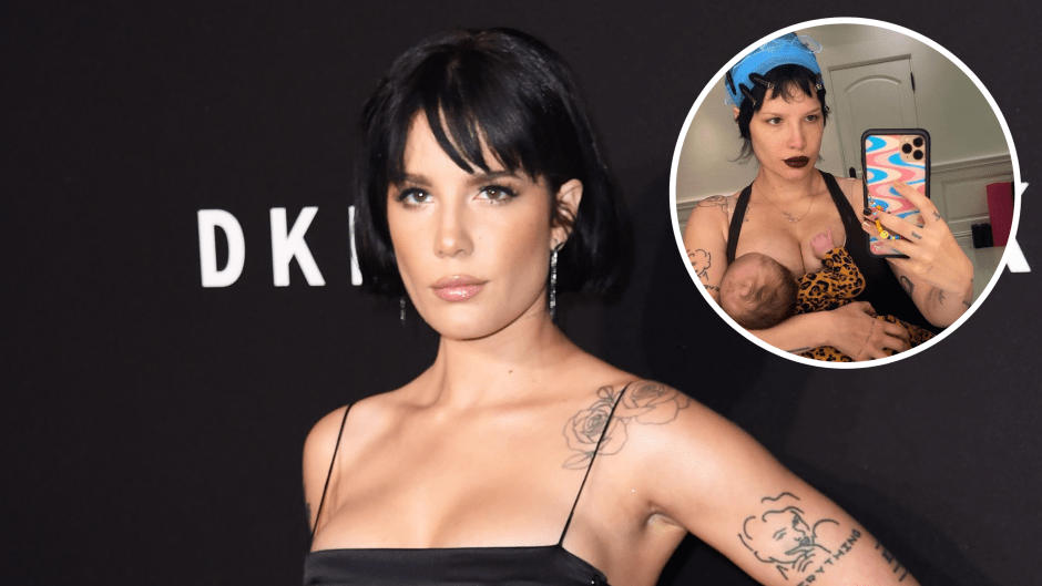 Halsey Goes Braless in Plunging Black Gown After Giving Birth