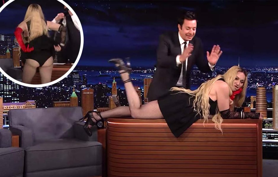 NSFW Madonna Flashes Audience on 'Tonight Show': Shows Her Fishnet Stocking Covered Behind