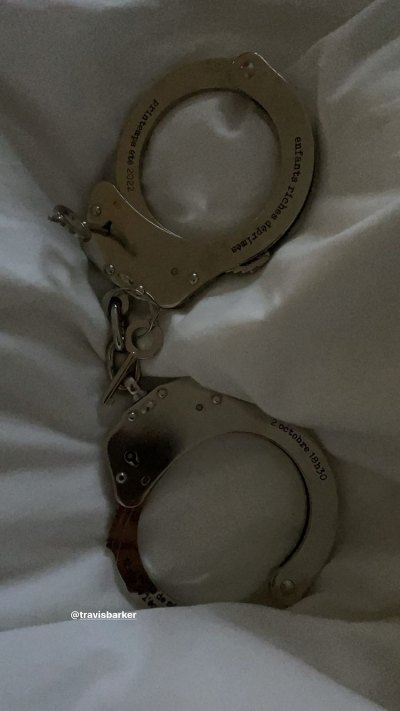 NSFW Alert! Kourtney Kardashian Tags Fiance Travis Barker in a Photo of Handcuffs on a Bed
