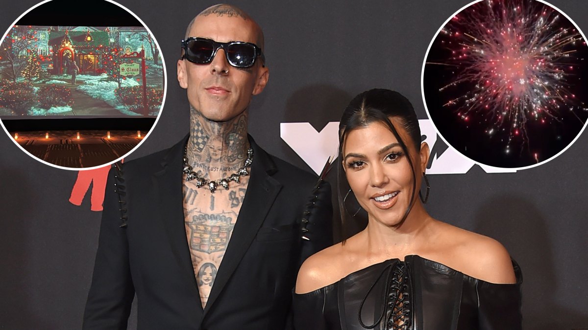 Kourtney Kardashian Hosts Holiday Movie Night With Travis Barker